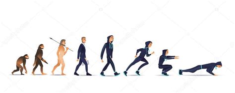 Vector Illustration Of Human Evolution From Ape Via Businessman To