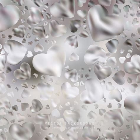 Abstract Romantic Gray Hearts Background Vector Free Heart