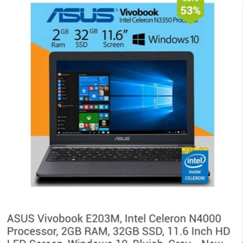 ♦️sold Out♦️ Asus Vivobook E203m Notebook Pc Celeron Dual Core 4gb Ram Hdd 500gb Shopee