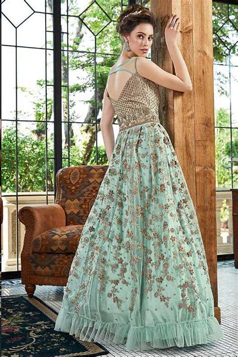 Buy Party Wear Floral Embroidered Anarkali Dress In Net Online Like A Diva