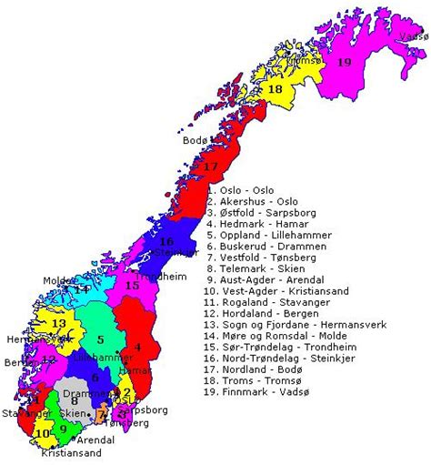 Kart Over Norge Politisk Kart Over Norge By Regional Provinsen