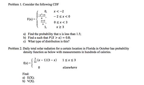 Solved Consider The Following Cdf F X X