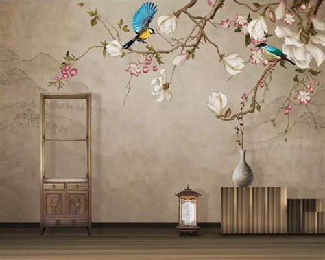 Beibehang Custom Wallpaper Mural Hd Bird Magnolia Tv Background Wall