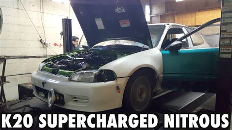 K20 Supercharged Nitrous Civic Hatch Dyno Youtube