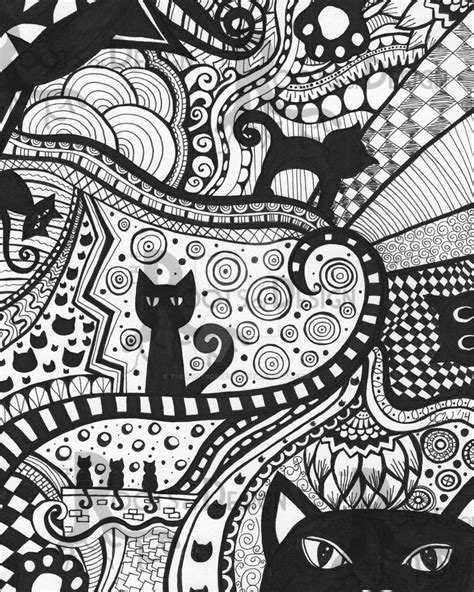 Black Cats Doodle Art By Therootsofdesign On Deviantart