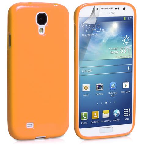 Orange Soft Glossy Gel Case For Samsung Galaxy S4 Phone Protection
