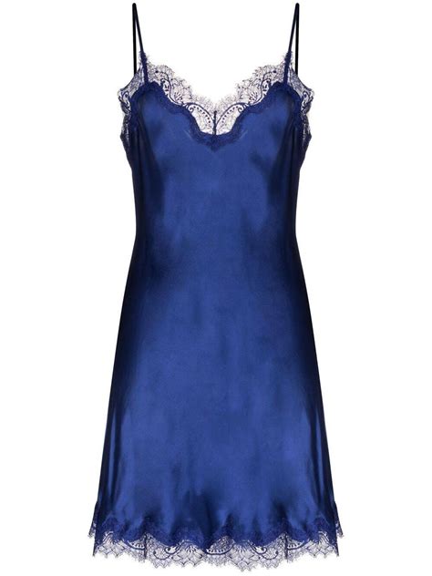 Buy Sainted Sisters Scarlett Lace Trim Silk Nightdress Blue At 59