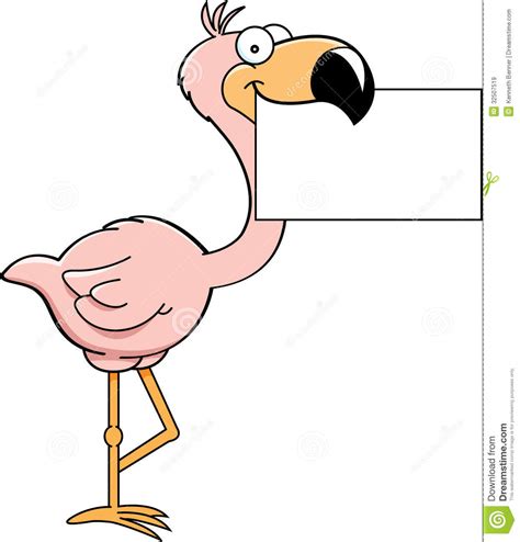 Cartoon Flamingo With A Sign Royalty Free Stock Images