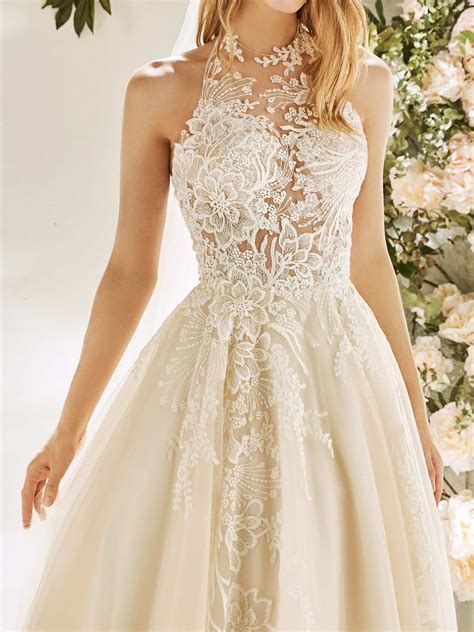 Princess Wedding Gown With Halter Neckline Soft Tulle Skirt Modes Bridal Nz