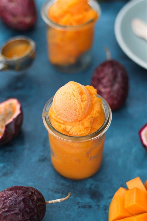 Mango Passion Fruit Sorbet This Fruity Sorbet Is Tropical Tangy And