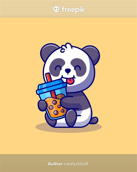 Premium Vector Cute Panda Holding Boba Milk Tea Cartoon Icon