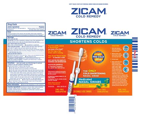 Zicam ® Cold Remedy Medicated Nasal Swabs