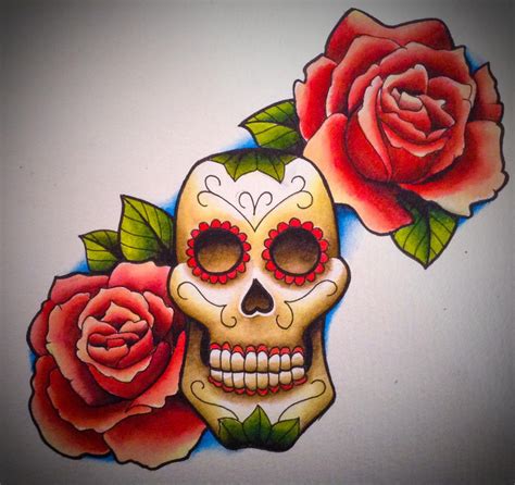 Sugar Skull And Roses By Artisticrender On Deviantart