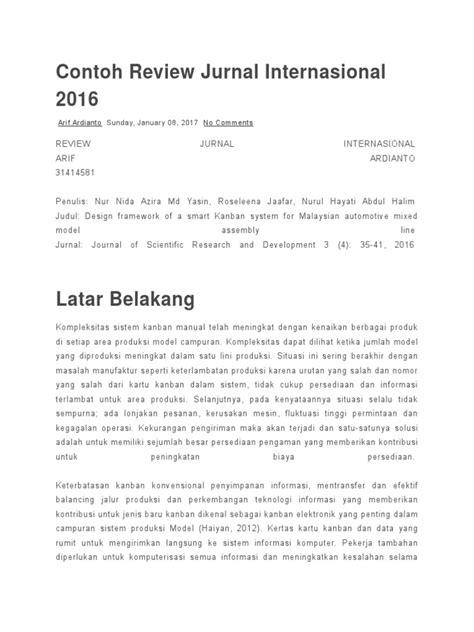 Contoh jurnal internasional contoh jurnal analisis lingkungan bisnis. Contoh Review Jurnal Internasional 2016