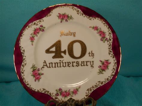 Whether you're making it to 1 year or 50 years of marriage, it is a huge accomplishment for you and your significant other. 40Th Anniversary Gift Vintage Ruby Anniversary Gift Plate ...