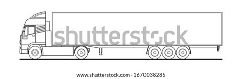 Vector Outline Truck Lorry Semitrailer Side Stock Vector Royalty Free