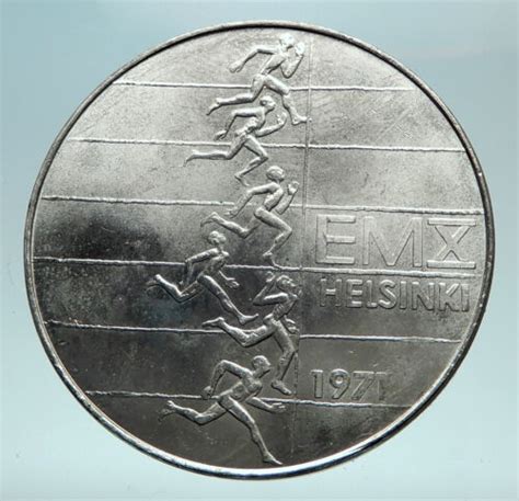 1971 Finland European Athletic Games Track Genuine Silver 10 Markkaa