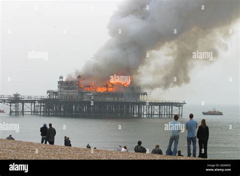 Brighton West Pier On Fire Stock Photo Alamy
