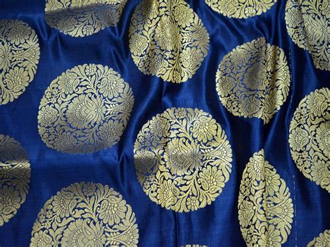 navy blue brocade fabric by the yard banaras crafting fabric etsy wedding dresses romantic
