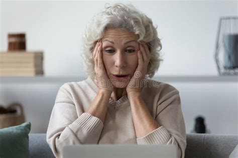 Grandmother Grab Her Head Felt Shock What Saw On Internet Stock Image
