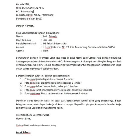 Suprihatin, s.pd contoh surat lamaran kerja guru perihal: 8 Contoh Surat Lamaran Kerja Untuk Ke Bank Bni - 8000 ...