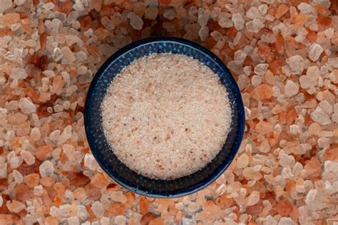 Himalayan Pink Salt Powder In Glass Himalayan Pink Salt Stock Image