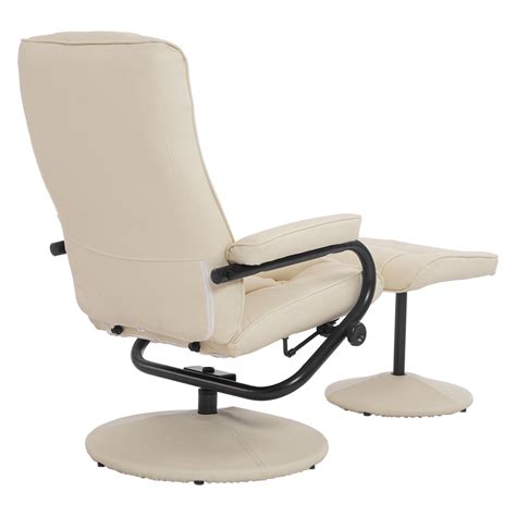 The chair has a solid back, curved armrests, and box cushion on the seat. HOMCOM Ergonomic Faux Leather Lounge Armchair Recliner ...