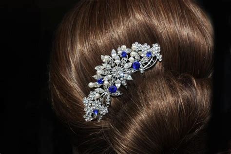 The style of your life. Sapphire Blue Swarovski Crystal Bridal Hair Comb Royal ...