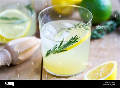 Lemonade With Rosemary By Fresh Ingredients Stock Photo Alamy