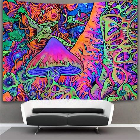 Trippy Smoke Mushrooms Wall Tapestry Hippie Art Tapestry Wall Hanging