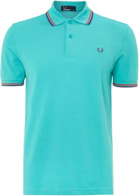 fred perry classic regular fit twin tipped polo shirt in blue for men mint lyst
