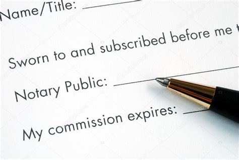 This function is carried out by a canadian notary public. The paper is notarized by the Notary Public — Stock Photo ...