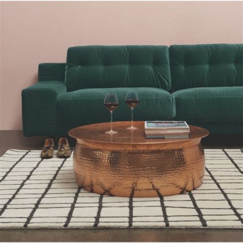 Shop Hammered Rose Gold Finish Coffee Table On Sale Free Shipping