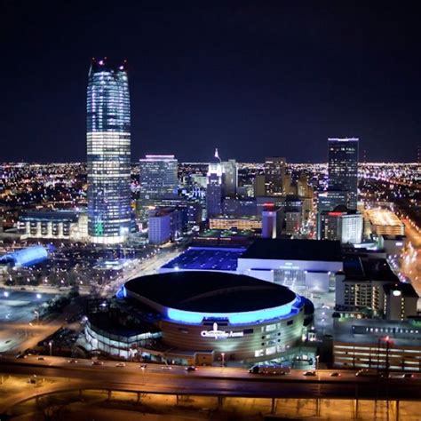 Oklahoma Cityoklahoma City Skyline Night Downtown Okc City Skyline