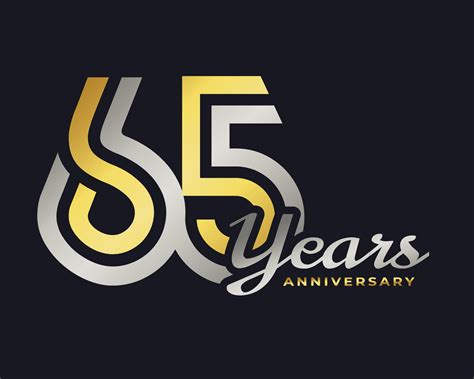 65 Year Anniversary Celebration With Handwriting Silver And Gold Color