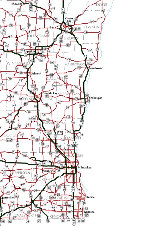 Wisconsin Highways Trunk Highway Map Southeast