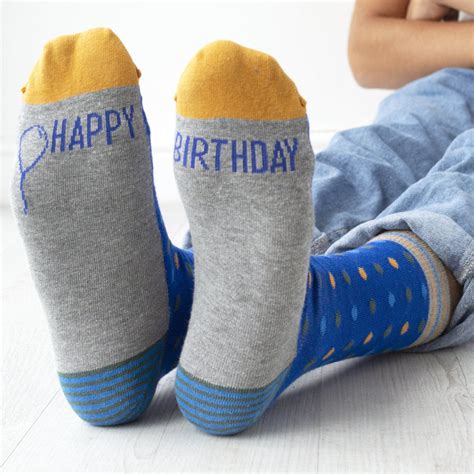 Mens Happy Birthday Patterned Slogan Socks Solesmith