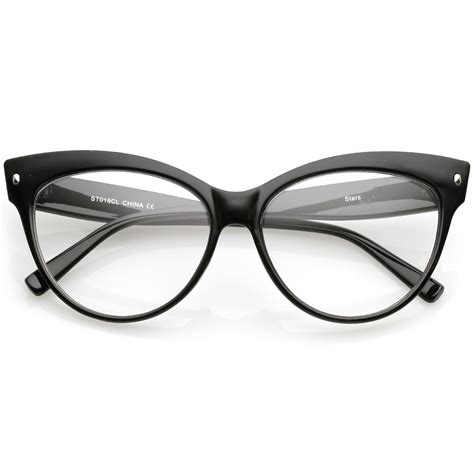 Women S Oversize Wide Arms Clear Lens Cat Eye Eyeglasses 58mm Frame Clear Summer Cateye