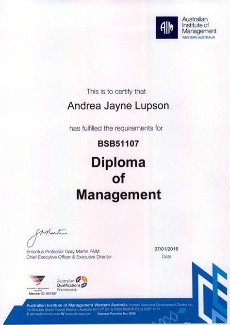 Diploma Management Lupson Andrea Jayne 607397 Bsb51107
