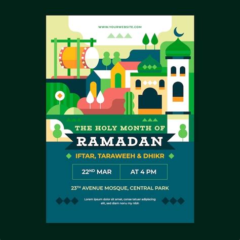 Free Vector Flat Poster Template For Islamic Ramadan Celebration