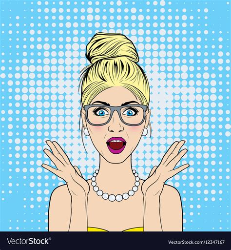 Surprised Woman In The Pop Art Comics Style Vector Image