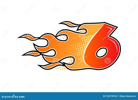 Flame Shape Burning Number Stock Vector Illustration Of Character