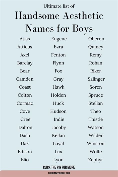 Aesthetic Names For Boys 50 Handsome And Stylish Ideas The Mummy Bubble