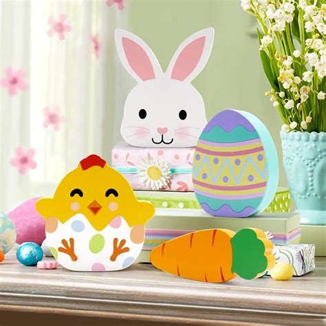 Amazon Pcs Easter Wooden Table Sign Happy Easter Bunny Table