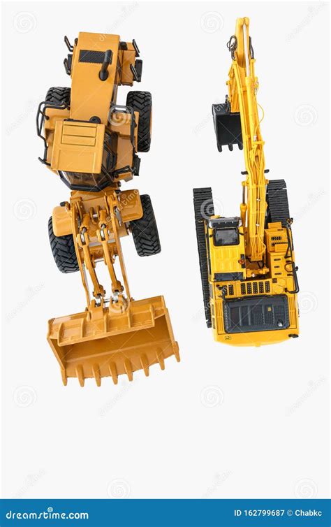 Excavator Model And Wheel Loader Top View Editorial Photography