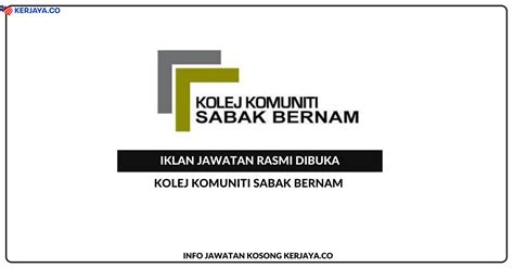 Info kekosongan ini adalah seperti yang diiklankan. Jawatan Kosong Terkini Kolej Komuniti Sabak Bernam • Kerja ...