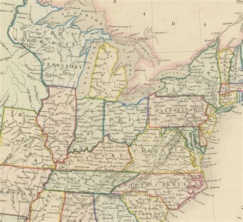 Antique Map Of The United States By Dower Circa 1845 For Sale At