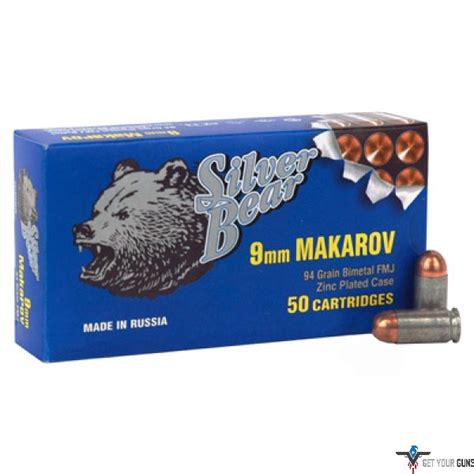 Silver Bear Ammo Silver Bear 9x18 Makarov 94gr Fmj Rn Zinc Plated