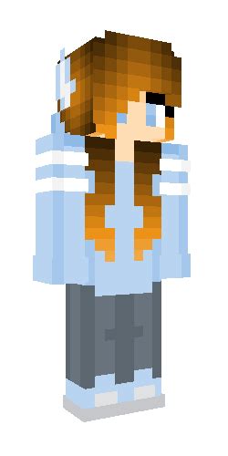 Blue Hoodie Wolf Girl In 2020 Minecraft Skins Blue Minecraft Skins Hoodie Girl Minecraft Skin