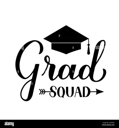 Grad Squad Calligraphy Hand Lettering With Graduation Cap Funny